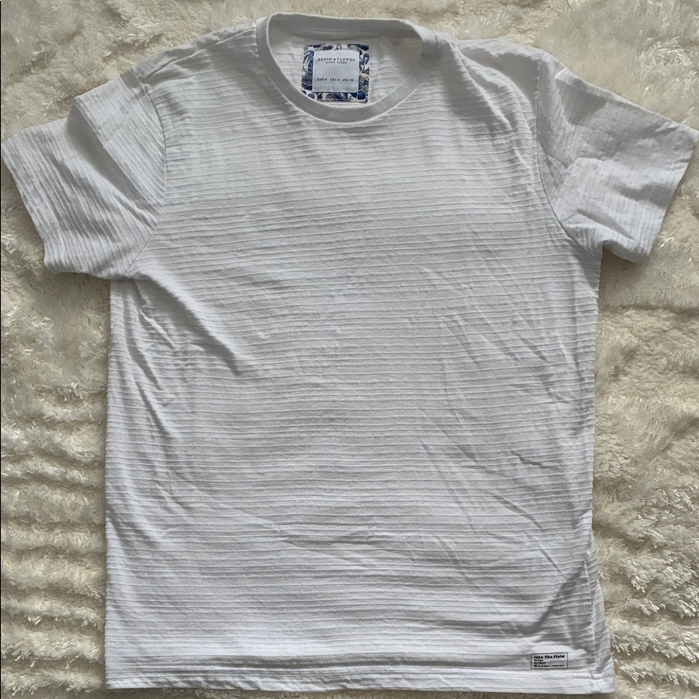 White Textured Crew Neck Men's Shirt